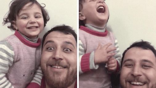 Тато навчив 4-річну доньку сміятися, коли поблизу лунають вибухи: зворушливе відео з Сирії