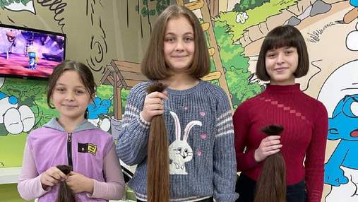 Трое сестер-школьниц из Луцка отдали свои волосы на парики онкобольным детям